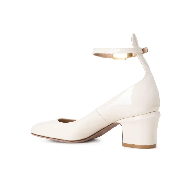 Valentino Tan Go Logo Plaque Square Toe Pumps-2