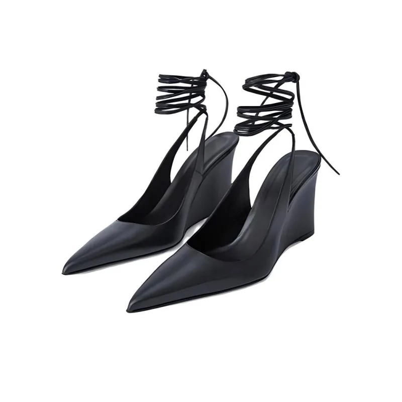 By Far Vaughn Wedge Heel High Heels 10cm Women's Black-2