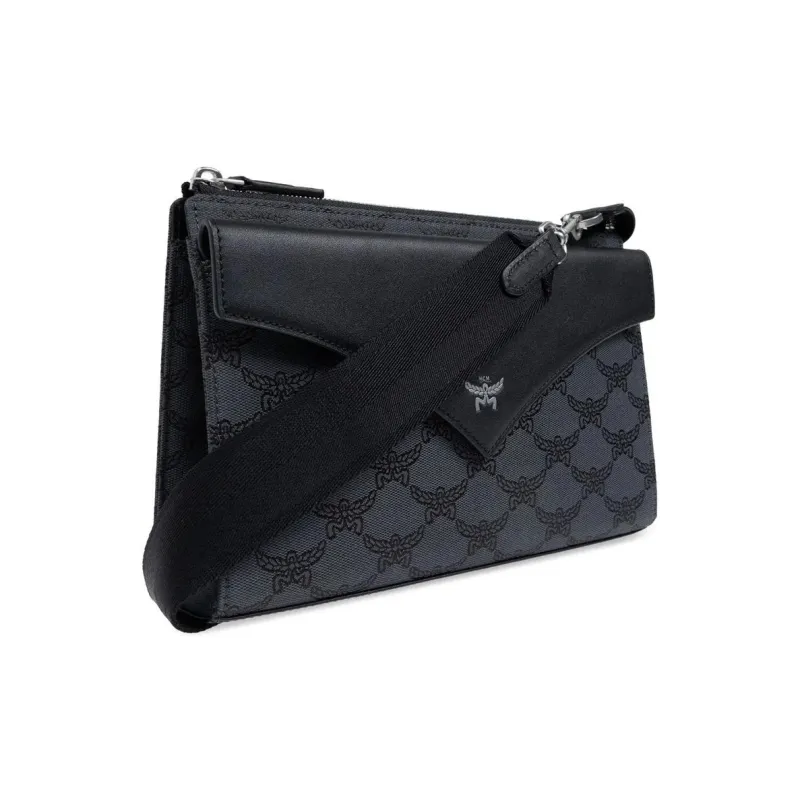 MCM Fabric One Shoulder Crossbody Clutch Trumpets Men's Gray-1