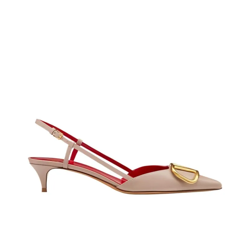 Valentino Vlogo Slim Heel High Heels 4cm Women's Nude Pink-1