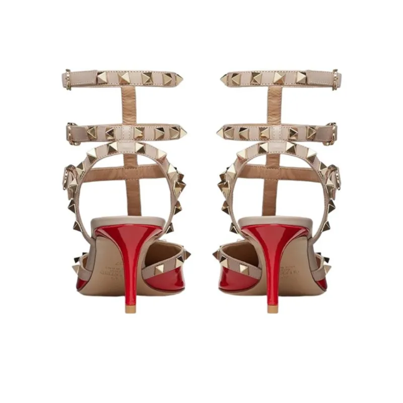 Valentino Slim Heel High Heels 6.5cm Women's Red-4