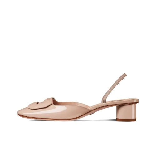 DIOR Block Heel High Heels 3.5cm Women's Nude