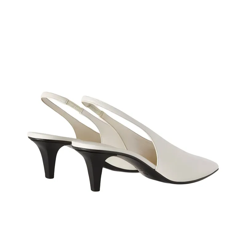 Loro Piana Rebecca Cone Heel High Heels 5.5cm Women's White-4