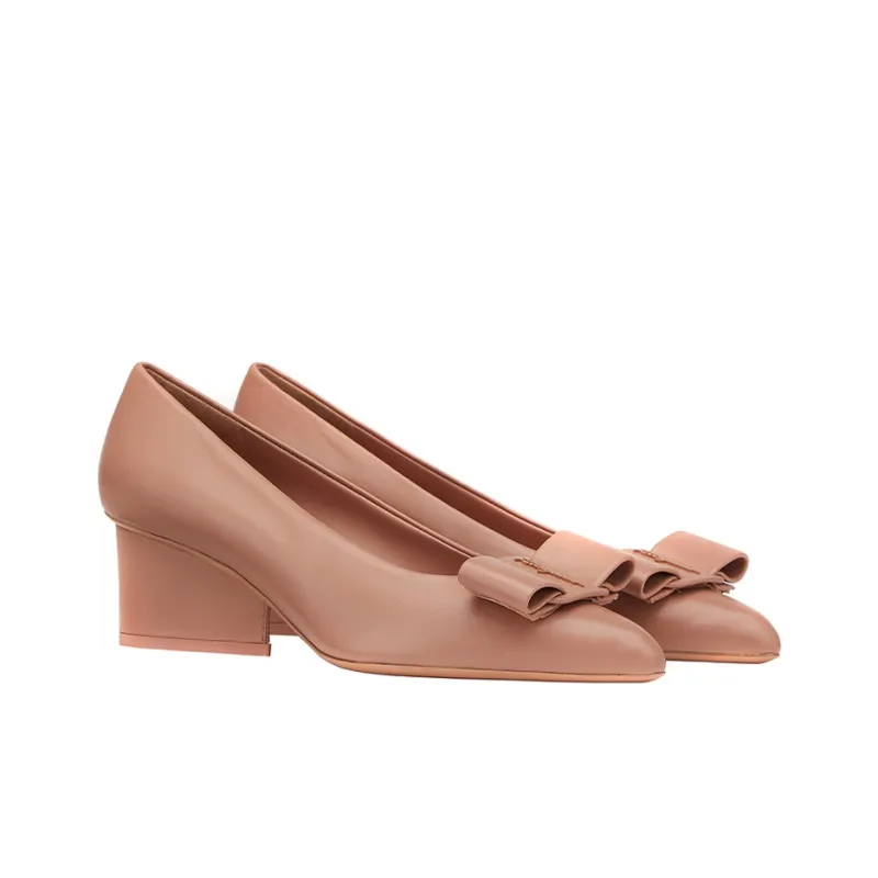 FERRAGAMO Viva Chunky Heel High Heels 5.5cm Women's Dark Pink-2