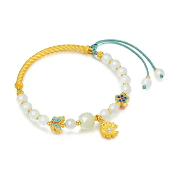 CHOW TAI SENG Elegant Bracelet Pale Greenish White Jade Women's