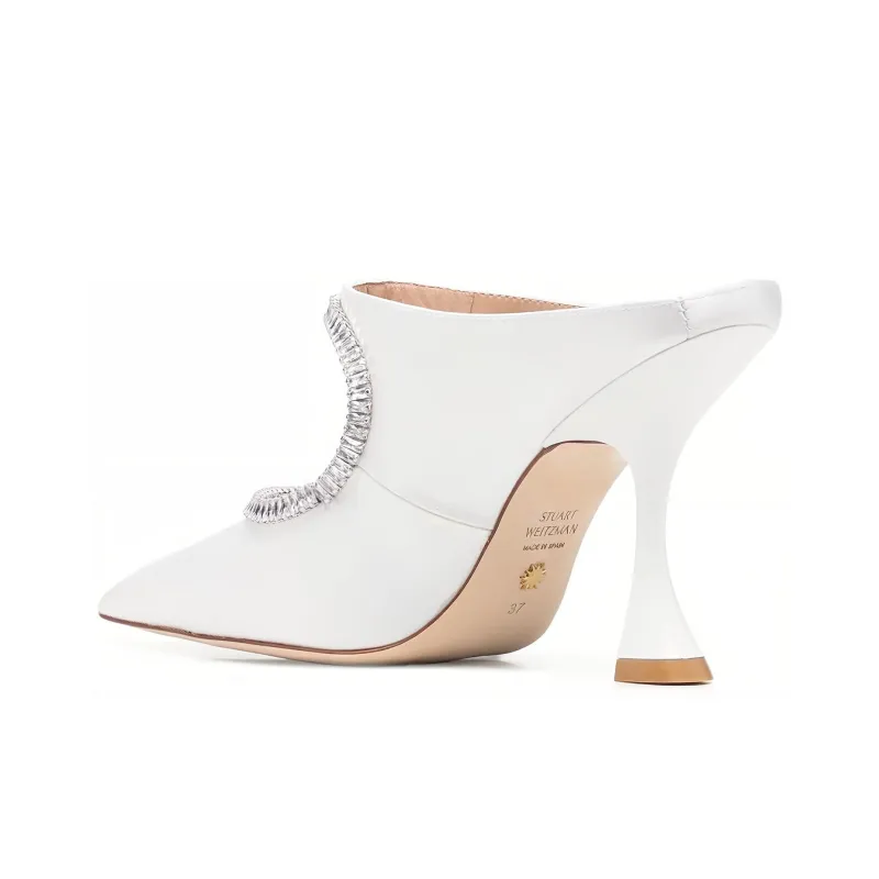Stuart Weitzman/SW Xcurve Irregular Heel High Heels Women's White-3