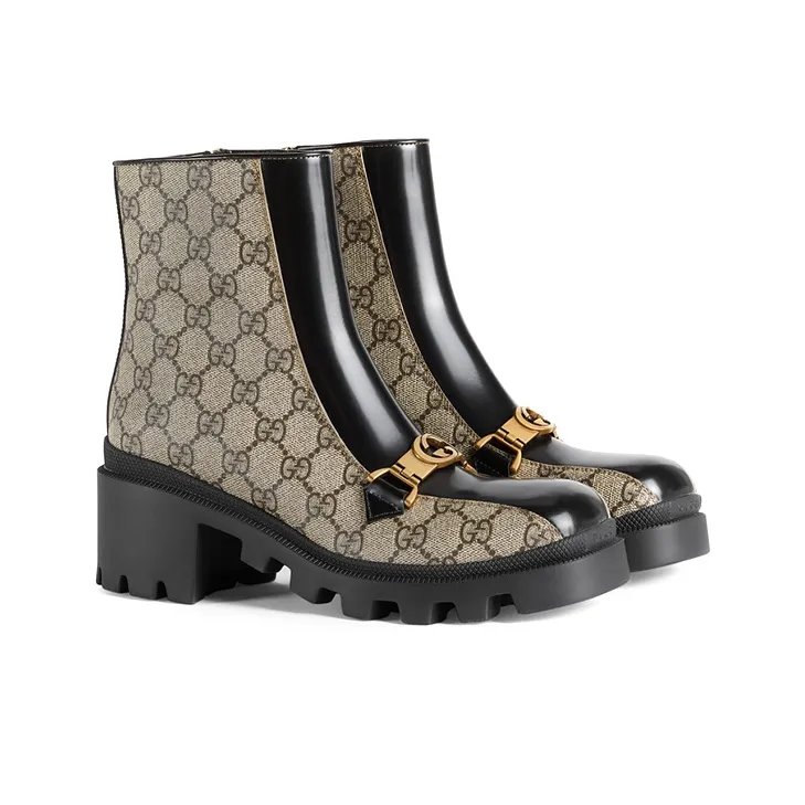 GUCCI Horsebit Ankle Boots Women's Black-2