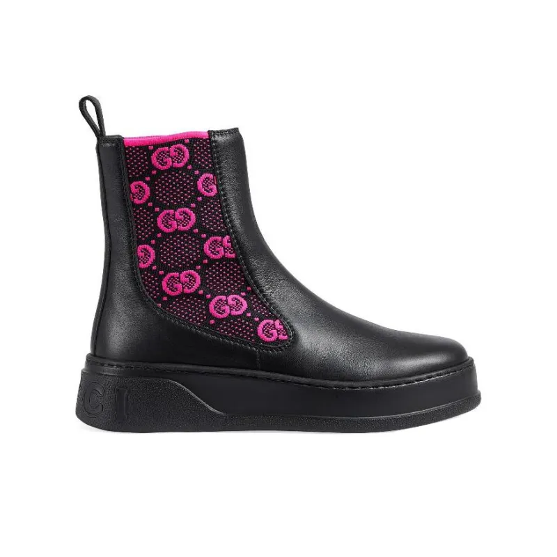 GUCCI Women's Boot 'GG Jersey Black Fuchsia' Women's-1