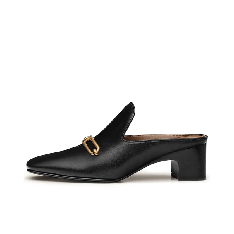 HERMES Roulis Chunky Heel Wrap-toe Slippers 5cm Women's Black-0