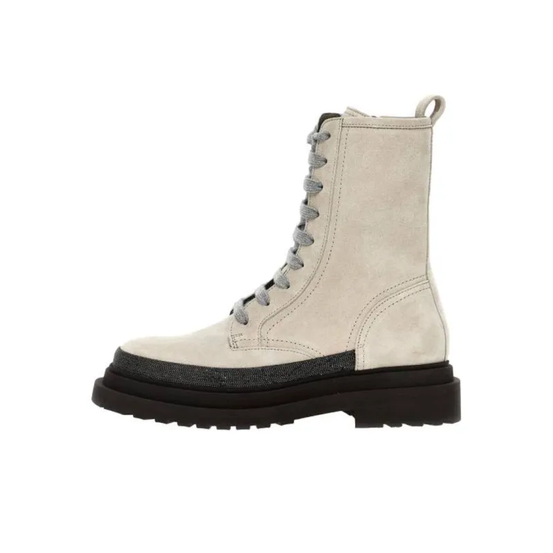 Brunello Cucinelli Monile-Detailed Lace-Up Ankle Boots Women's-0