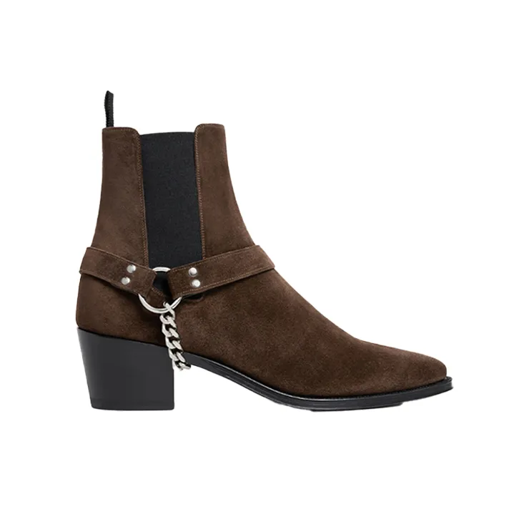 CELINE Camargue Short Chelsea Boots Men's Dark Brown-1