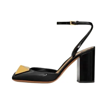 Valentino One Stud Chunky Heel High Heels Women's Black