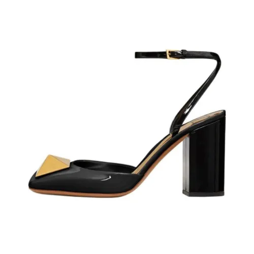 Valentino One Stud Chunky Heel High Heels Women's Black