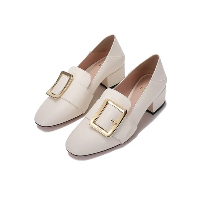 BALLY Block Heel High Heels 4cm Women's Bone White-2