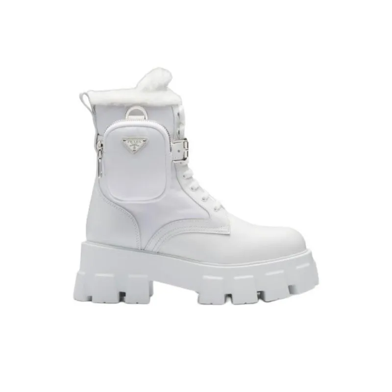 PRADA Monolith Ankle Boots Women's White-1