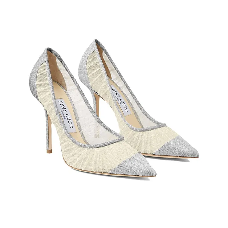 Jimmy Choo LOVE High Heels 10cm Women's Silver-2