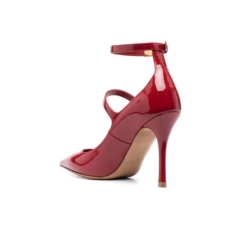 Valentino Rockstud Slim Heel High Heels Women's Red-3