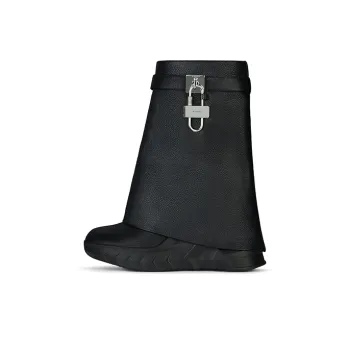 Givenchy Shark Lock Biker Knee high Boots 12cm Women's Black