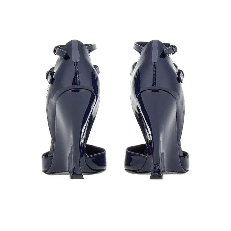 FERRAGAMO Wedge Heel High Heels 10.5cm Women's Midnight Blue-4