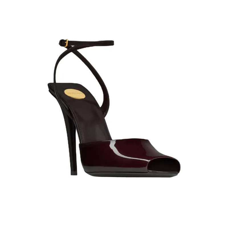 SAINT LAURENT Scandale Slim Heel High Heels 11cm Women's Cherry Red-2