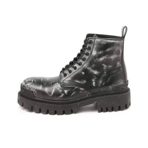 Balenciaga Strike Ankle Boots Black Leather