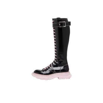 Alexander McQueen Tread Knee high Boots Women's Black Pink