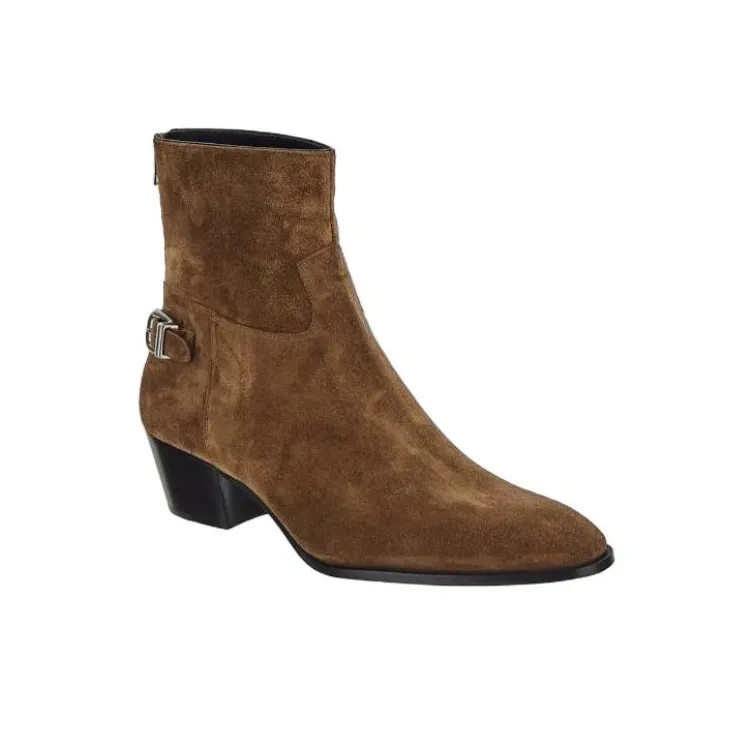 CELINE Drugstore Back Buckle Zipped Boot Taupe-2