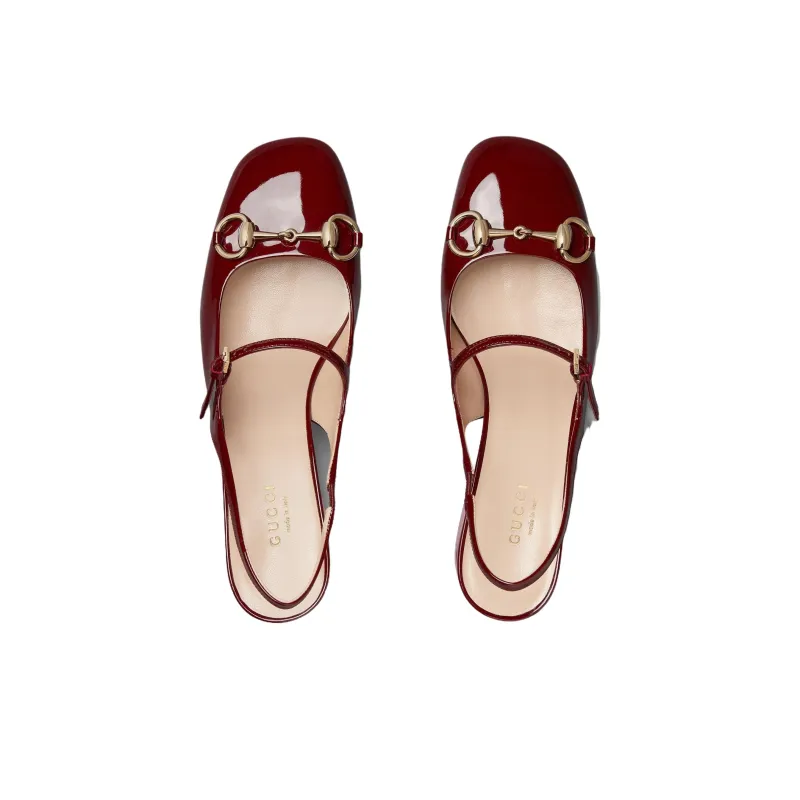 GUCCI Horsebit Chunky Heel High Heels Women's Red-3