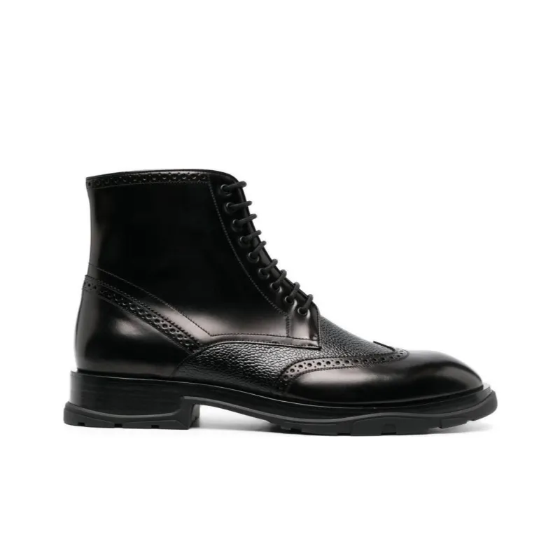 Alexander McQueen Low Block Heeled Lace Up Boots-1