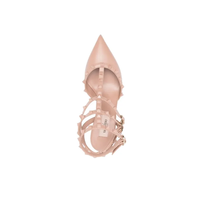 Valentino Rockstud Slim Heel High Heels Women's Pink-4