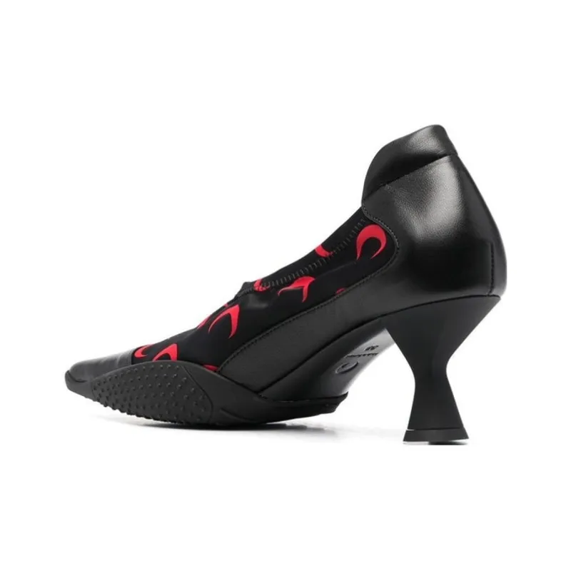 Marine Serre Chunky Heel High Heels 6.5 Women's Black Red-3