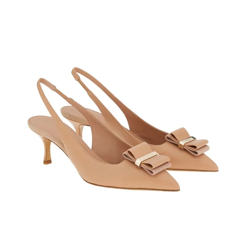 FERRAGAMO Slim Heel High Heels Women's Beige-1