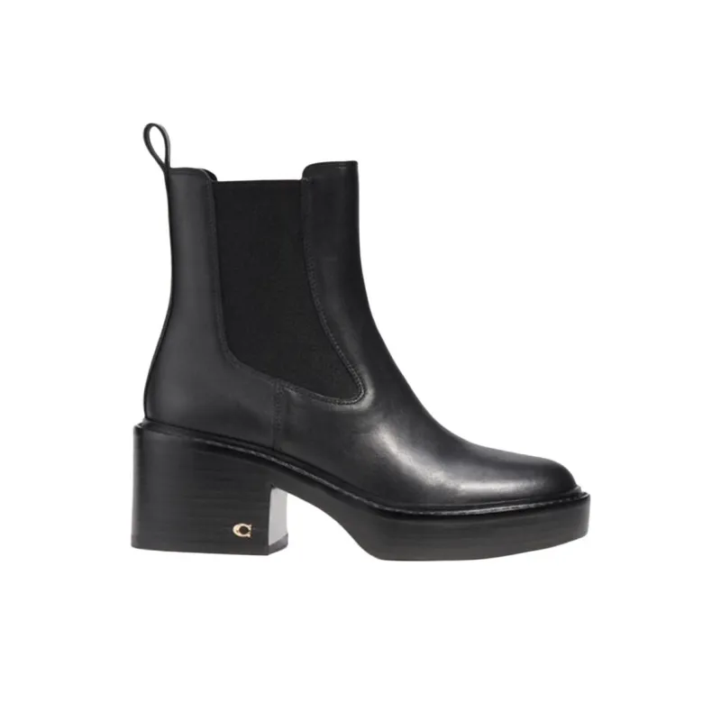 COACH Kinsley Short Chelsea Boots 6.5cm Women's Black-1