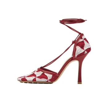 Bottega Veneta Hand-Crocheted Wavy Triangle Stretch Sandals Women's