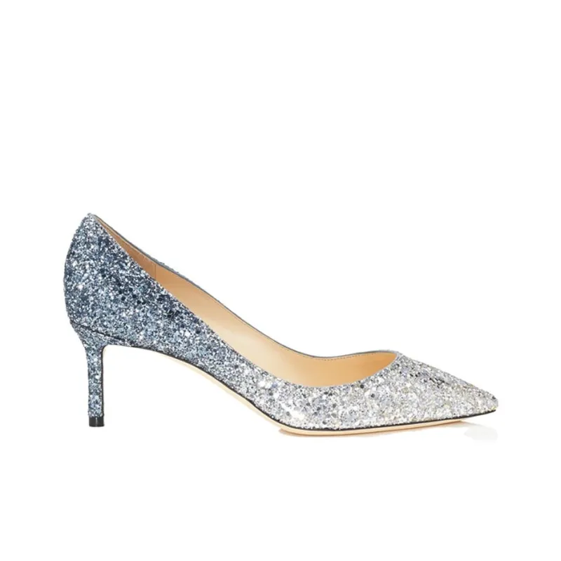 Jimmy Choo ROMY Slim Heel High Heels 6cm Women's Silver-1