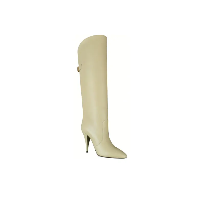 SAINT LAURENT Knee high Boots 11.5cm Women's Beige-2