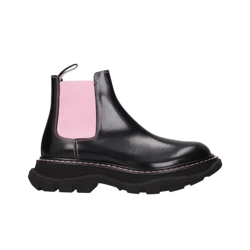 Alexander McQueen Ankle Leather Boots 'Black Pink' Women's-1
