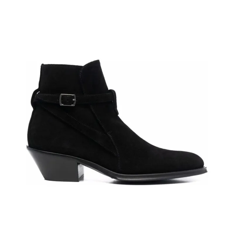 SAINT LAURENT Buckled Strap Ankle Boots-1