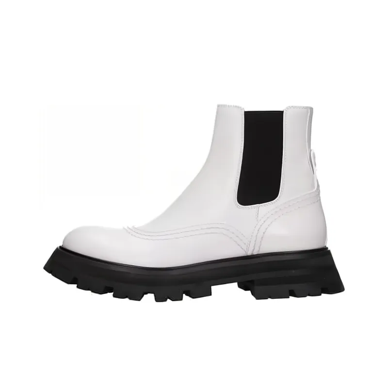 Alexander McQueen Wander Chelsea Boots 'White Black' Women's-0