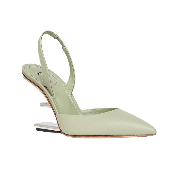 FENDI First Irregular Heel High Heels 9.5cm Women's Green-2
