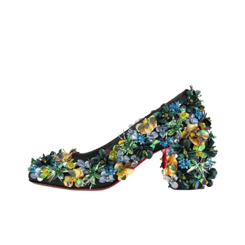 CL LUBOTING Minny Tropica Chunky Heel High Heels 7cm Women's Multicolor