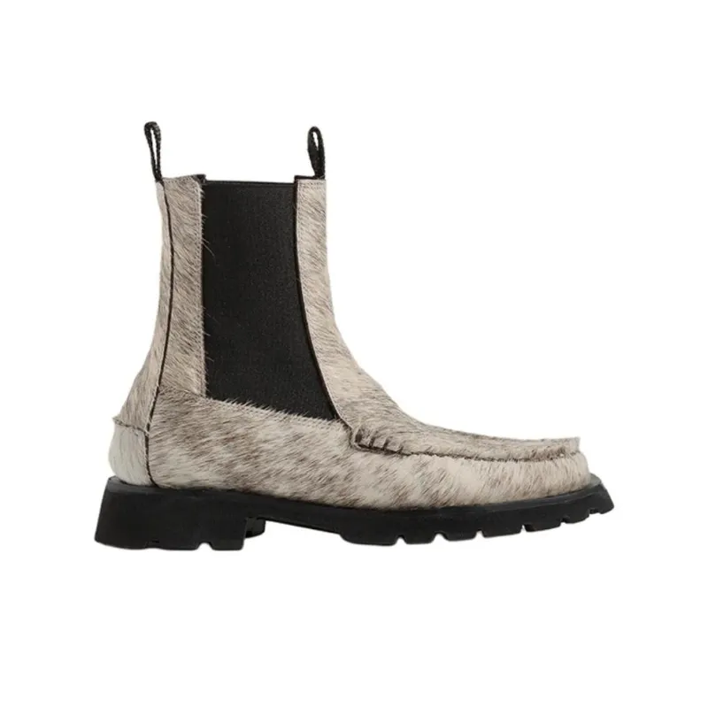 Hereu Short Chelsea Boots 3cm Women's White Gray-1