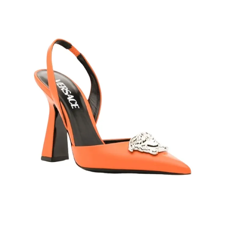 VERSACE Chunky Heel High Heels Women's Orange-1