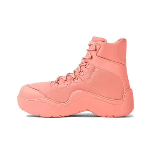 Bottega Veneta Puddle Bomber Height Increasing Short Outdoor Boots Women's Flamingo Color