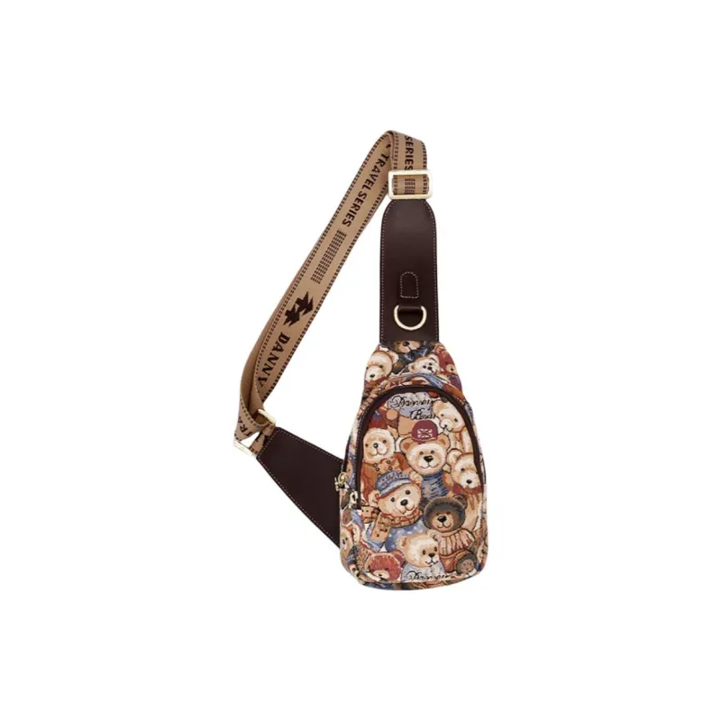 DANNYBEARJEANS Fabric One Shoulder Crossbody Bag, Sling Bag Regular Unisex Blue Elf Coffee-1