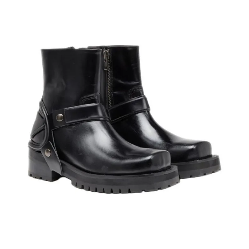 DIESEL D Texan Harness Ankle Boots Men's Black-2