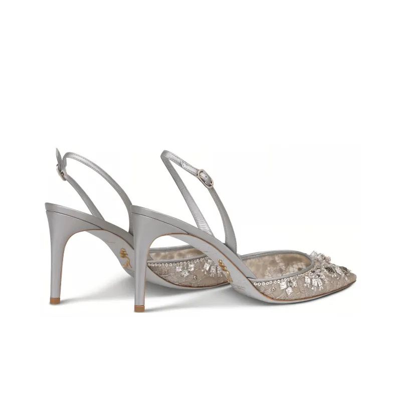 RENE CAOVILLA Aretha Slim Heel High Heels 3.2cm Women's Silver-3