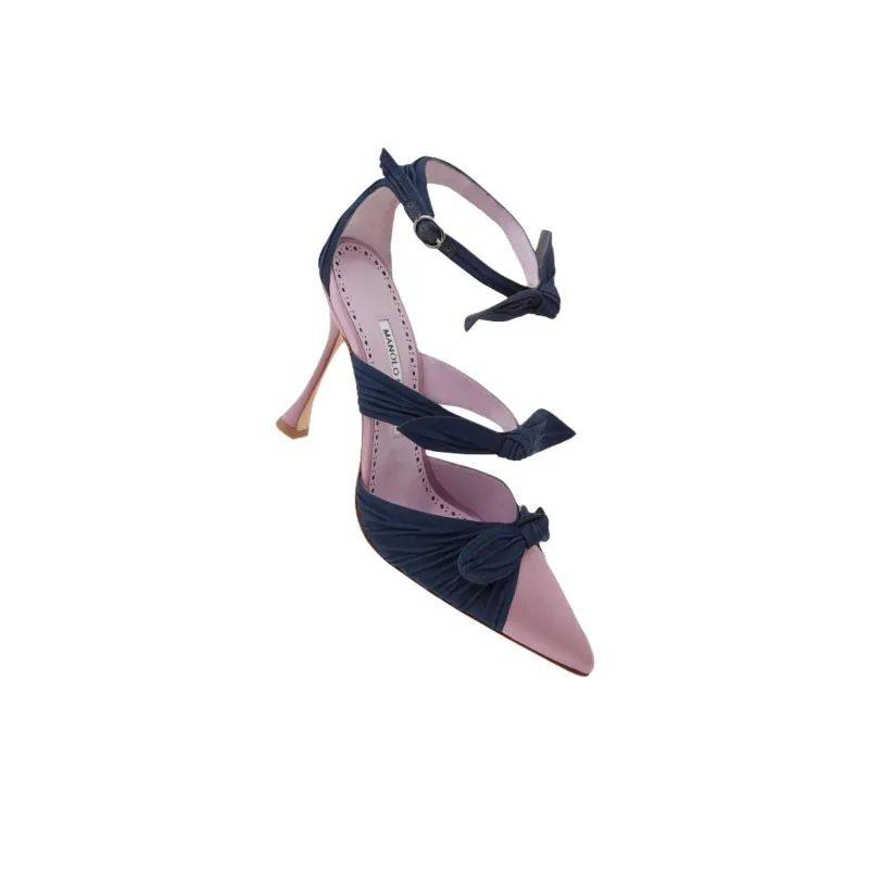MANOLO BLAHNIK Smyrna Irregular Heel High Heels 10.5cm Women's Purple-3