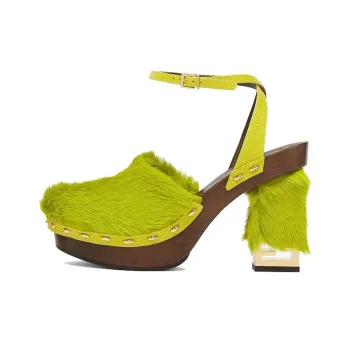 FENDI Baguette Chunky Heel High Heels Women's Green