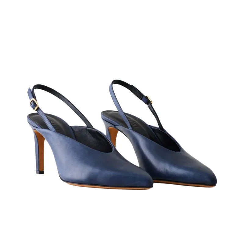 TIBI Neve Slim Heel High Heels Women's Dark Blue-2